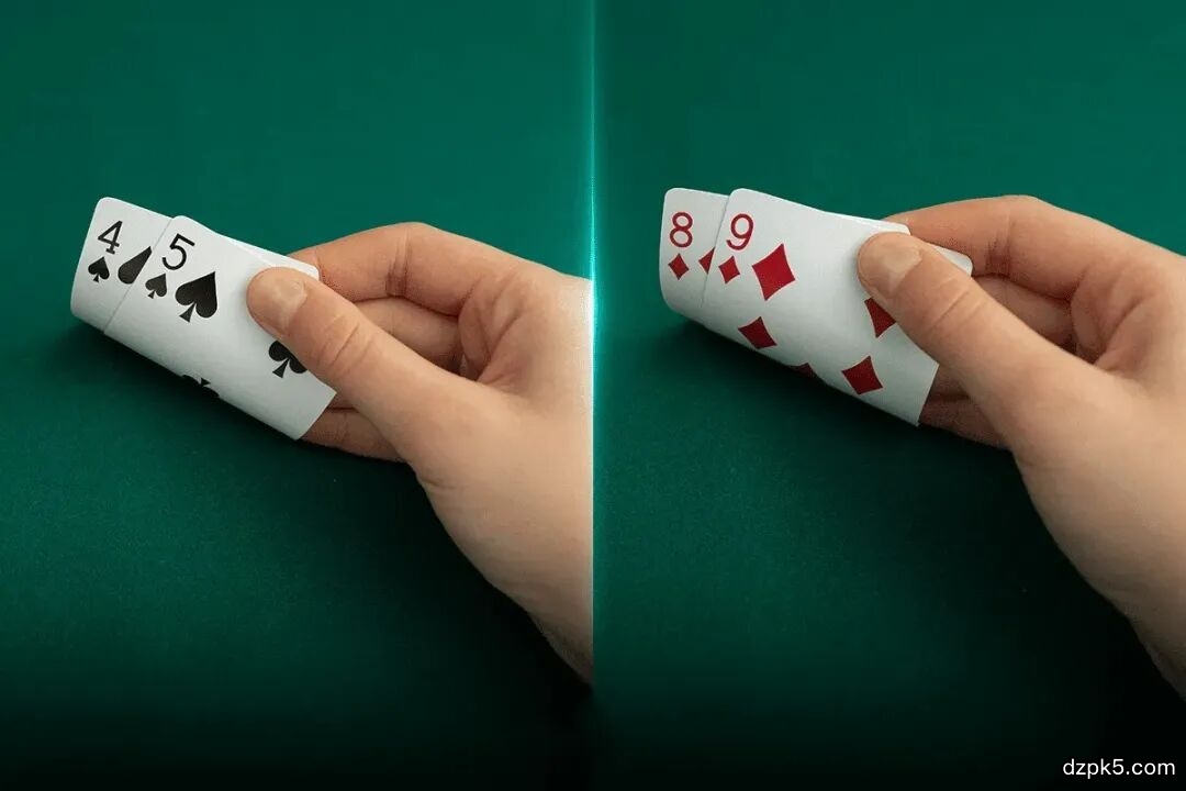 德州扑克这两种情况下,同花54比同花98更好